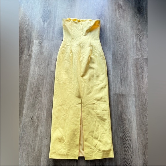 elliatt evee yellow 3d floral applique strapless fitted maxi dress medium NEW - Picture 9 of 14